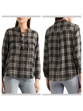 Madewell Draped Laceup Wool Blend Popover Top